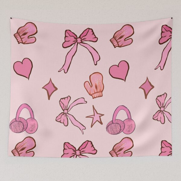 Item preview, coquette pink Girly girl bows ribbons hearts stars and retro vintage stuff for girls  designed and sold by Artonmytee.