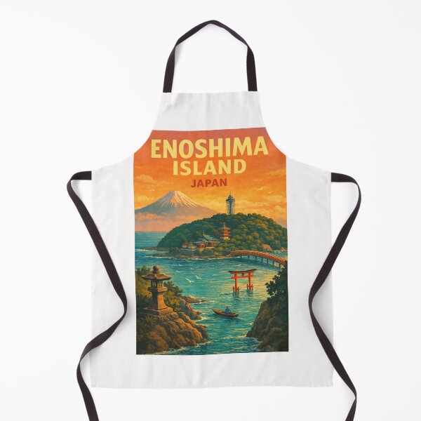 Item preview, Enoshima Island Japan – Sunset View with Mount Fuji, Sea Candle Tower and Torii Gate in Kanagawa Prefecture designed and sold by Places On Earth.