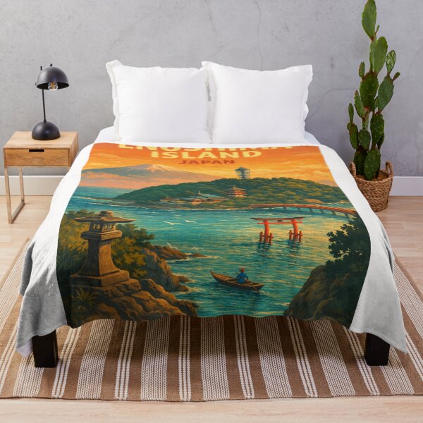 Item preview, Enoshima Island Japan – Sunset View with Mount Fuji, Sea Candle Tower and Torii Gate in Kanagawa Prefecture designed and sold by Places On Earth.