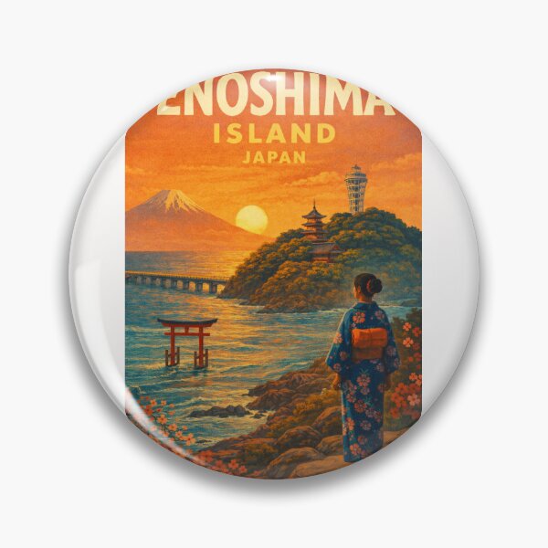 Item preview, Enoshima Island Japan – Kimono-Viewing Sunset Over Mount Fuji and Torii Gate from Kanagawa Coast designed and sold by Places On Earth.