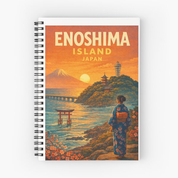 Item preview, Enoshima Island Japan – Kimono-Viewing Sunset Over Mount Fuji and Torii Gate from Kanagawa Coast designed and sold by Places On Earth.