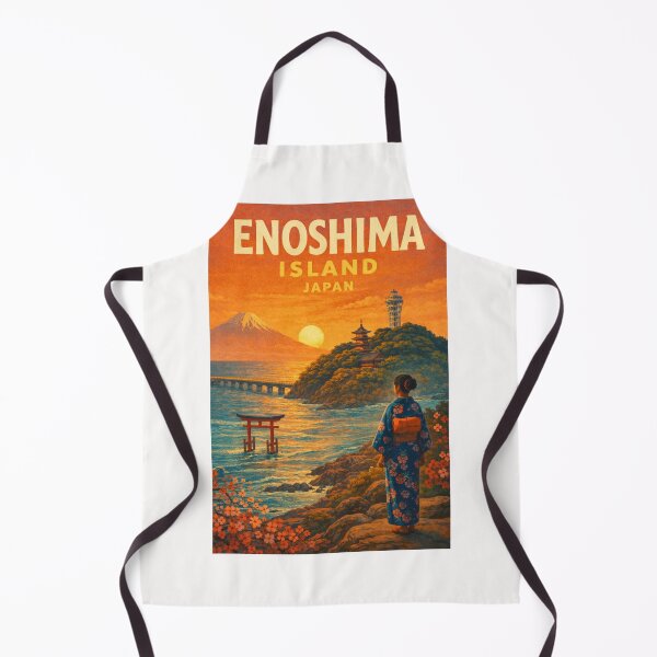 Item preview, Enoshima Island Japan – Kimono-Viewing Sunset Over Mount Fuji and Torii Gate from Kanagawa Coast designed and sold by Places On Earth.