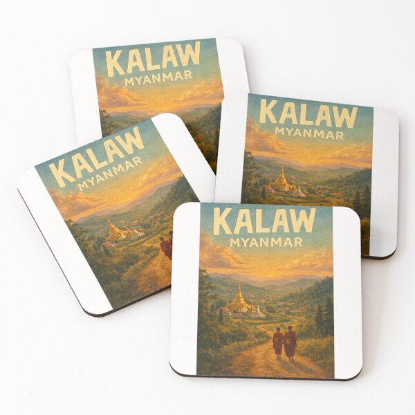 Item preview, Kalaw Myanmar – Buddhist Monks at Sunset in the Shan Hills with Pagodas and Mountain Townscape designed and sold by Places On Earth.