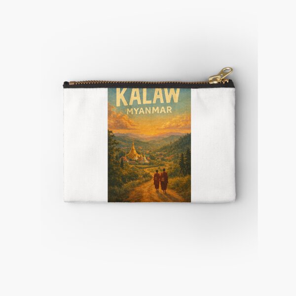 Item preview, Kalaw Myanmar – Buddhist Monks at Sunset in the Shan Hills with Pagodas and Mountain Townscape designed and sold by Places On Earth.