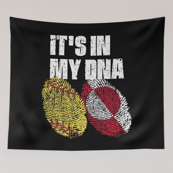 Item preview, IT'S IN MY DNA Softball - Greenland Flag Fingerprint  designed and sold by CosmoKitsch.