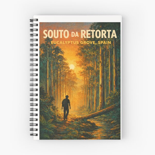 Item preview, Souto da Retorta Spain – Sunset Forest Path in Galicia’s Historic Eucalyptus Grove near Viveiro designed and sold by Places On Earth.