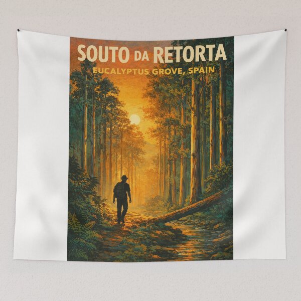Item preview, Souto da Retorta Spain – Sunset Forest Path in Galicia’s Historic Eucalyptus Grove near Viveiro designed and sold by Places On Earth.