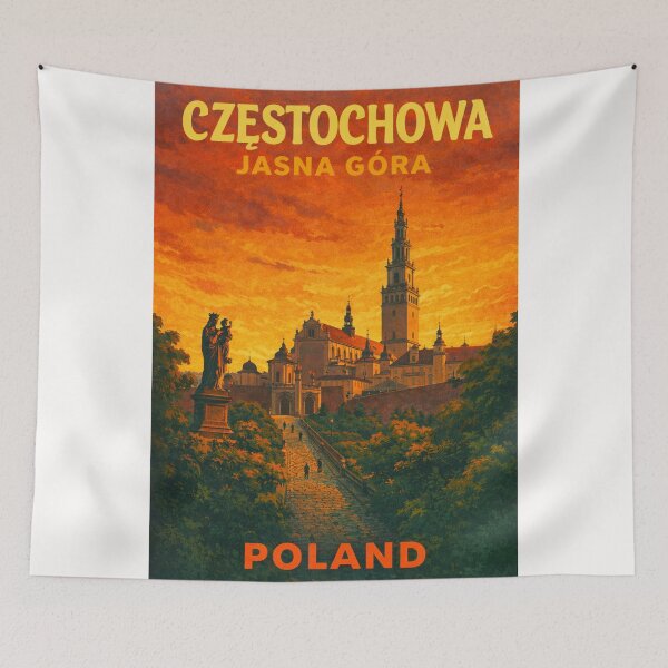 Item preview, Częstochowa Jasna Góra Poland – Iconic Pilgrimage Site with Basilica at Sunset in Silesian Voivodeship designed and sold by Places On Earth.