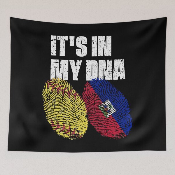 Item preview, IT'S IN MY DNA Softball - Haiti Flag Fingerprint  designed and sold by CosmoKitsch.