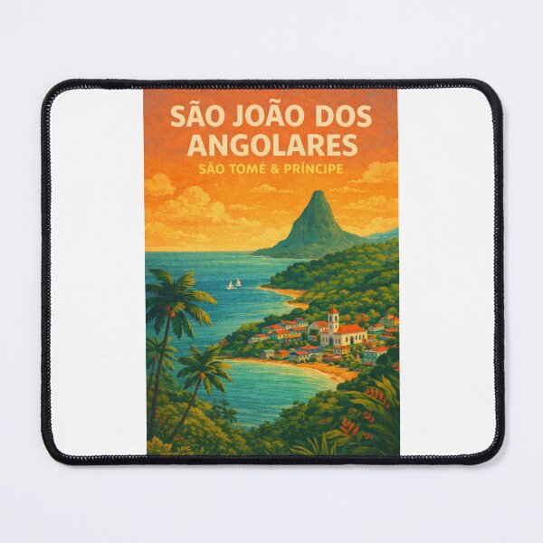Item preview, São João dos Angolares São Tomé – Coastal Town with Pico Cão Grande and Colonial Church on São Tomé Island designed and sold by Places On Earth.