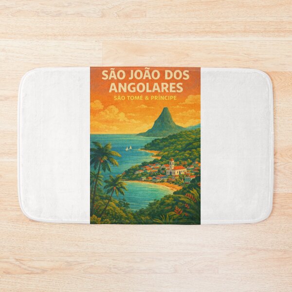 Item preview, São João dos Angolares São Tomé – Coastal Town with Pico Cão Grande and Colonial Church on São Tomé Island designed and sold by Places On Earth.