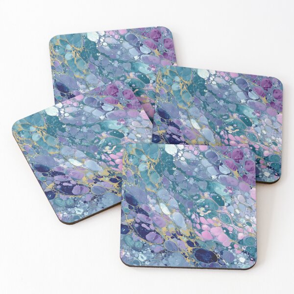 Item preview, Shimmering marble cells in turquoise and lavender with gold veins designed and sold by Letteraddicted.