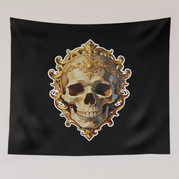 Item preview, Baroque Skull Oil Painting – Gothic Memento Mori Dark Academia Art designed and sold by cr6zym1nd.
