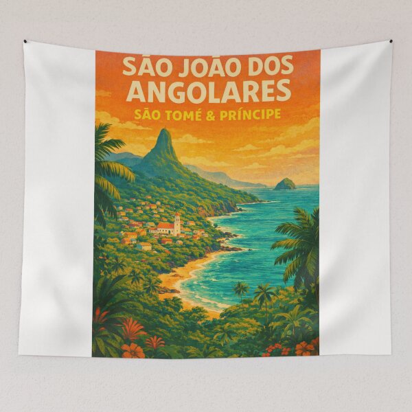 Item preview, São João dos Angolares São Tomé – Tropical Village with Pico Cão Grande and Coastal Scenery in Caué District designed and sold by Places On Earth.
