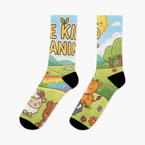 Item preview, Be Kind To Animals – Cute Giraffe, Bear, Sheep, Badger & Deer with Rainbow Illustration designed and sold by GlobalBoom.