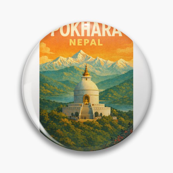 Item preview, Pokhara Nepal – Peace Pagoda and Himalayan Peaks Overlooking Phewa Lake in Gandaki Province designed and sold by Places On Earth.