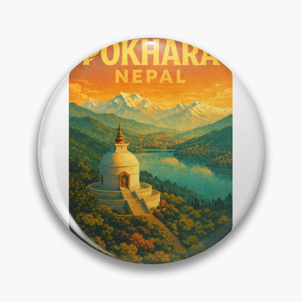 Item preview, Pokhara Nepal – Shanti Stupa Above Lakeside with Himalayan Mountains in the Annapurna Region designed and sold by Places On Earth.