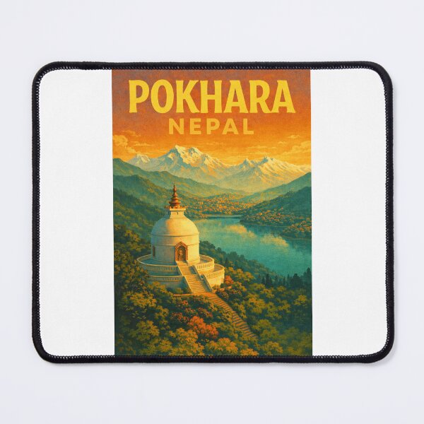 Item preview, Pokhara Nepal – Shanti Stupa Above Lakeside with Himalayan Mountains in the Annapurna Region designed and sold by Places On Earth.