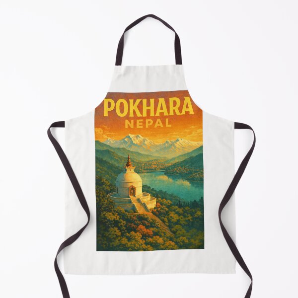 Item preview, Pokhara Nepal – Shanti Stupa Above Lakeside with Himalayan Mountains in the Annapurna Region designed and sold by Places On Earth.