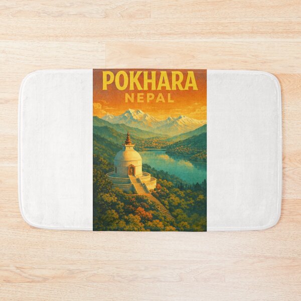 Item preview, Pokhara Nepal – Shanti Stupa Above Lakeside with Himalayan Mountains in the Annapurna Region designed and sold by Places On Earth.