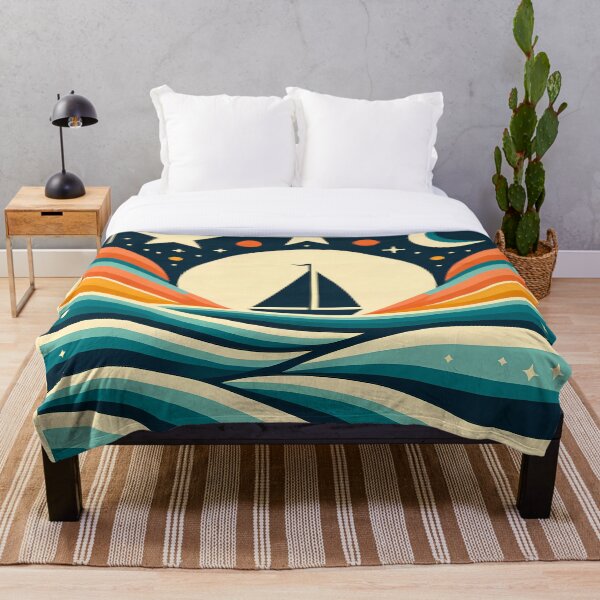 Item preview, Velero de noche con olas en gradiente designed and sold by InkSmithery.