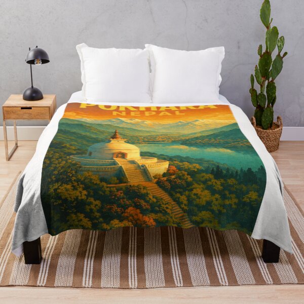 Item preview, Pokhara Nepal – Shanti Stupa Above Lakeside with Himalayan Mountains in the Annapurna Region designed and sold by Places On Earth.