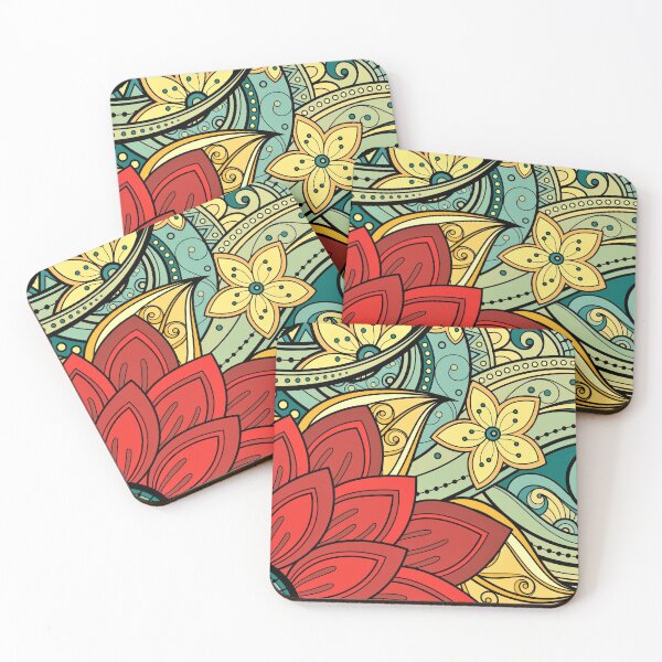Item preview, Vibrant Floral Paisley - Red and Teal Bohemian Pattern designed and sold by Midnight Nebula.