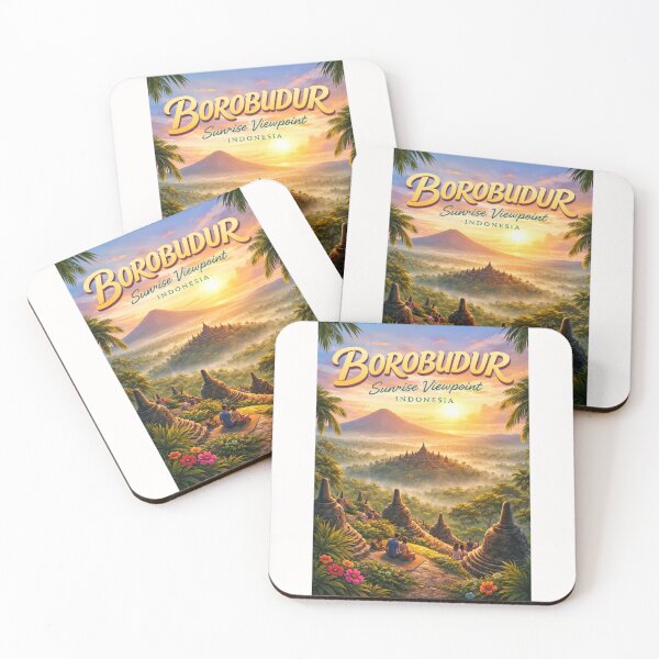 Item preview, Borobudur Sunrise View – Central Java Temple Overlooking Mount Merapi in Indonesia's Kedu Plain designed and sold by Places On Earth.