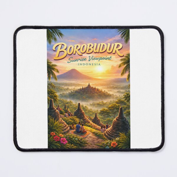 Item preview, Borobudur Sunrise View – Central Java Temple Overlooking Mount Merapi in Indonesia's Kedu Plain designed and sold by Places On Earth.