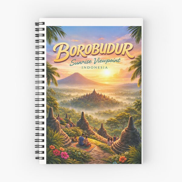 Item preview, Borobudur Sunrise View – Central Java Temple Overlooking Mount Merapi in Indonesia's Kedu Plain designed and sold by Places On Earth.
