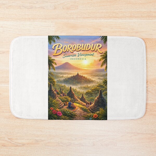 Item preview, Borobudur Sunrise View – Central Java Temple Overlooking Mount Merapi in Indonesia's Kedu Plain designed and sold by Places On Earth.