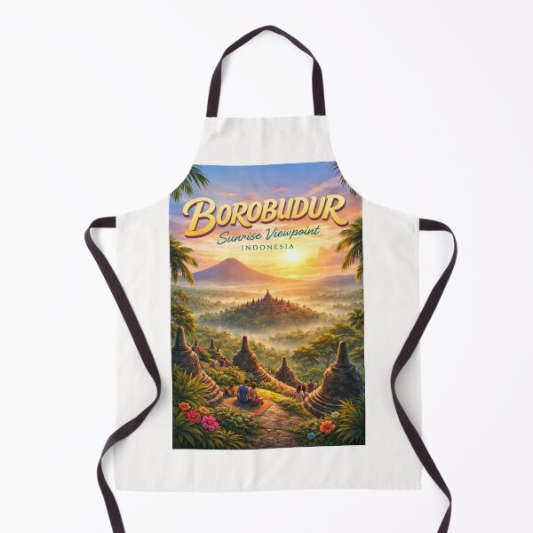 Item preview, Borobudur Sunrise View – Central Java Temple Overlooking Mount Merapi in Indonesia's Kedu Plain designed and sold by Places On Earth.