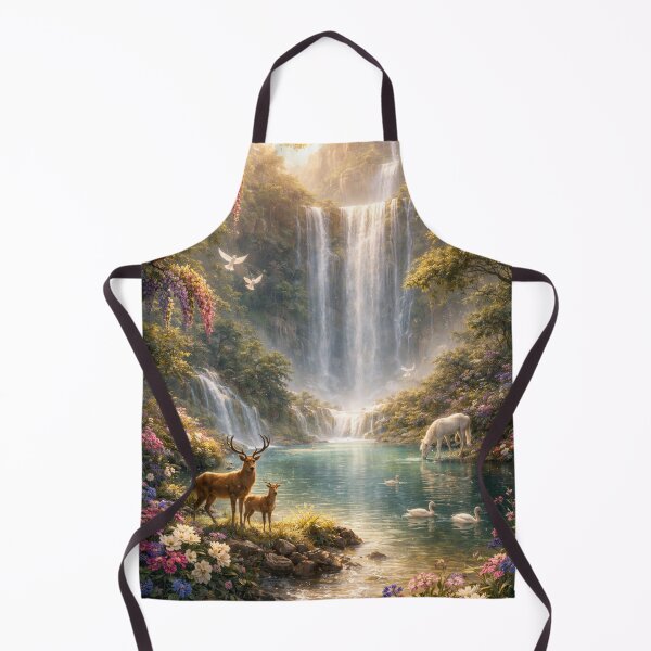 Item preview, Enchanted Waterfall Sanctuary – High Fantasy Realism Landscape Painting designed and sold by Pond21.