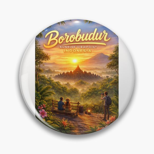 Item preview, Borobudur Sunrise Overlook – Magelang Buddhist Monument with Java's Mount Merapi in the Distance designed and sold by Places On Earth.