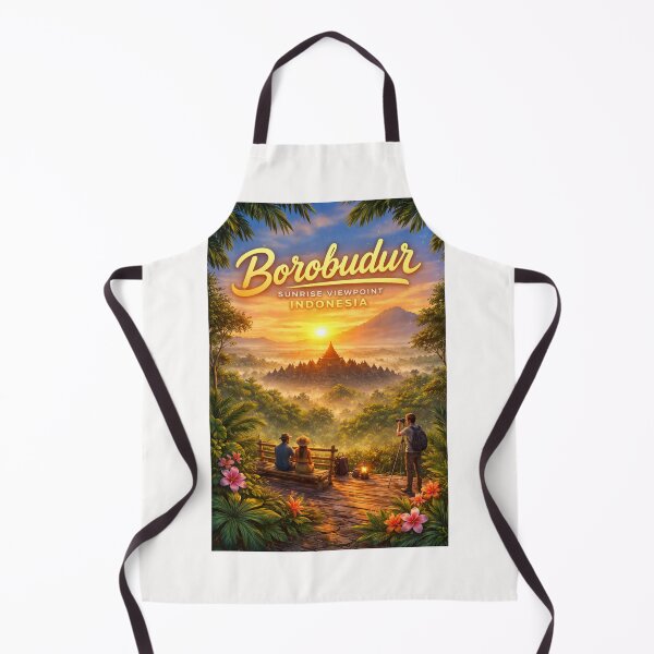 Item preview, Borobudur Sunrise Overlook – Magelang Buddhist Monument with Java's Mount Merapi in the Distance designed and sold by Places On Earth.