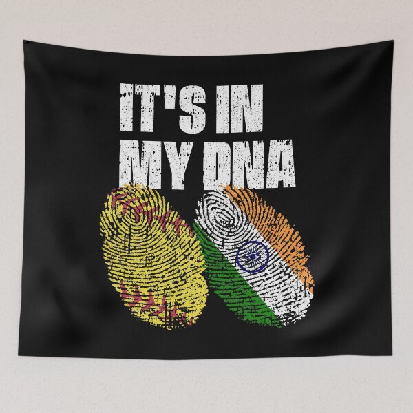 Item preview, IT'S IN MY DNA Softball - India Flag Fingerprint  designed and sold by CosmoKitsch.
