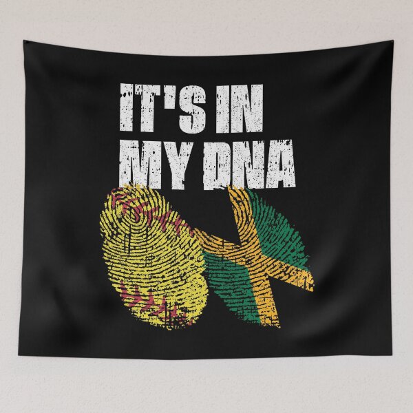 Item preview, IT'S IN MY DNA Softball - Jamaica Flag Fingerprint  designed and sold by CosmoKitsch.