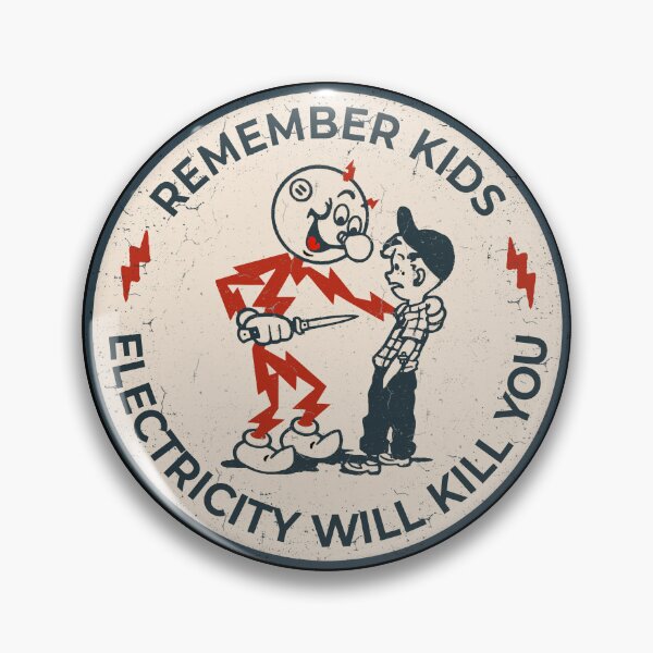 Item preview, Reddy Kilowatt vintage sparky, funny electrician, remember kids electricity will kill you, electric hazard warning, lineman hard hat  designed and sold by CharmedVille.