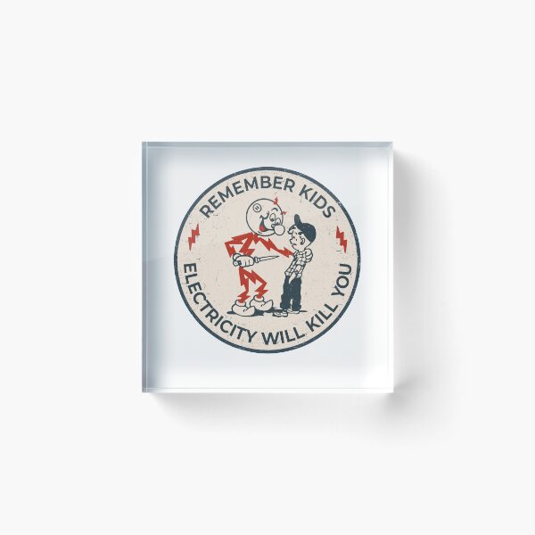 Item preview, Reddy Kilowatt vintage sparky, funny electrician, remember kids electricity will kill you, electric hazard warning, lineman hard hat  designed and sold by CharmedVille.