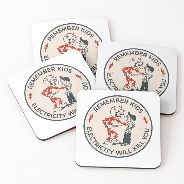 Item preview, Reddy Kilowatt vintage sparky, funny electrician, remember kids electricity will kill you, electric hazard warning, lineman hard hat  designed and sold by CharmedVille.