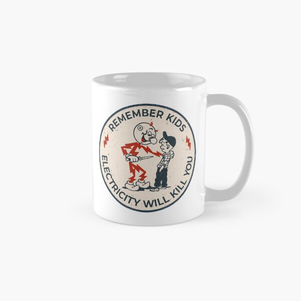 Item preview, Reddy Kilowatt vintage sparky, funny electrician, remember kids electricity will kill you, electric hazard warning, lineman hard hat  designed and sold by CharmedVille.