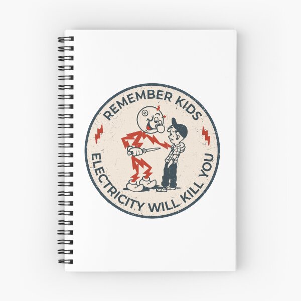 Item preview, Reddy Kilowatt vintage sparky, funny electrician, remember kids electricity will kill you, electric hazard warning, lineman hard hat  designed and sold by CharmedVille.