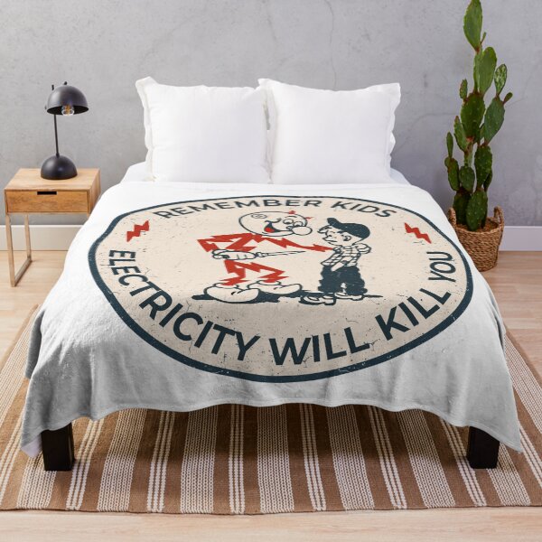 Item preview, Reddy Kilowatt vintage sparky, funny electrician, remember kids electricity will kill you, electric hazard warning, lineman hard hat  designed and sold by CharmedVille.