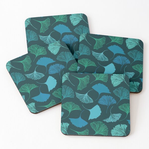 Item preview, Ginkgo Biloba Elegance - Teal and Blue Botanical Pattern designed and sold by Midnight Nebula.