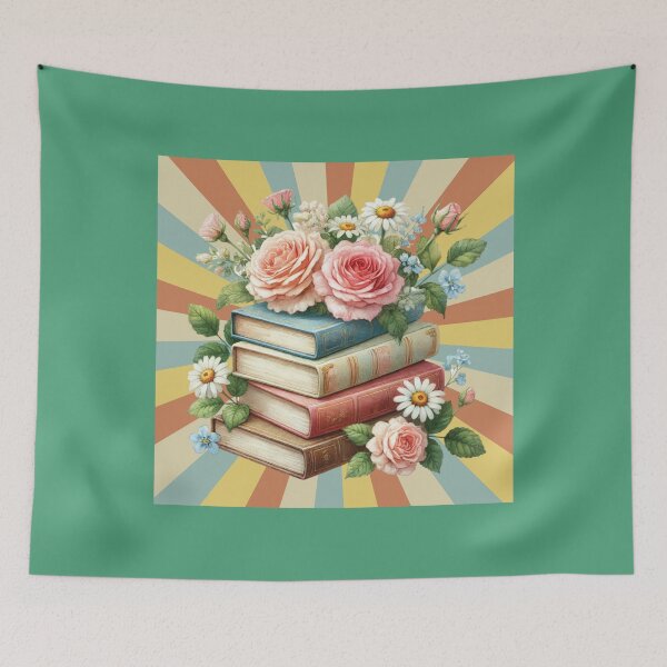 Item preview, Vintage books with flowers designed and sold by Rbnano.