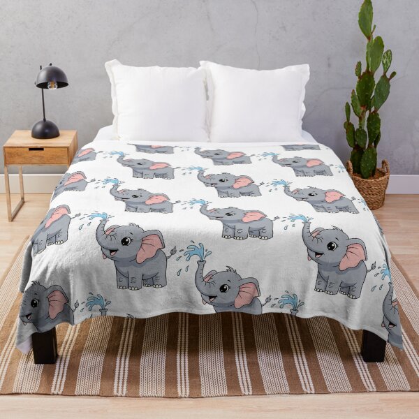 Item preview, Cute Baby Elephant Splashing Water Cartoon designed and sold by Oblique21.