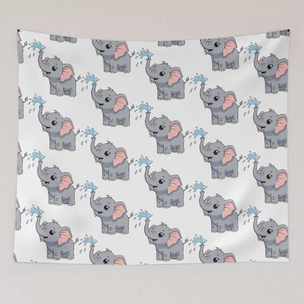 Item preview, Cute Baby Elephant Splashing Water Cartoon designed and sold by Oblique21.