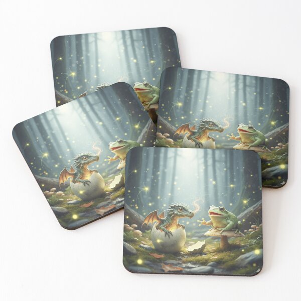 Item preview,  baby dragon hatching with frog watching in the forest designed and sold by Fairy's and Dragons .