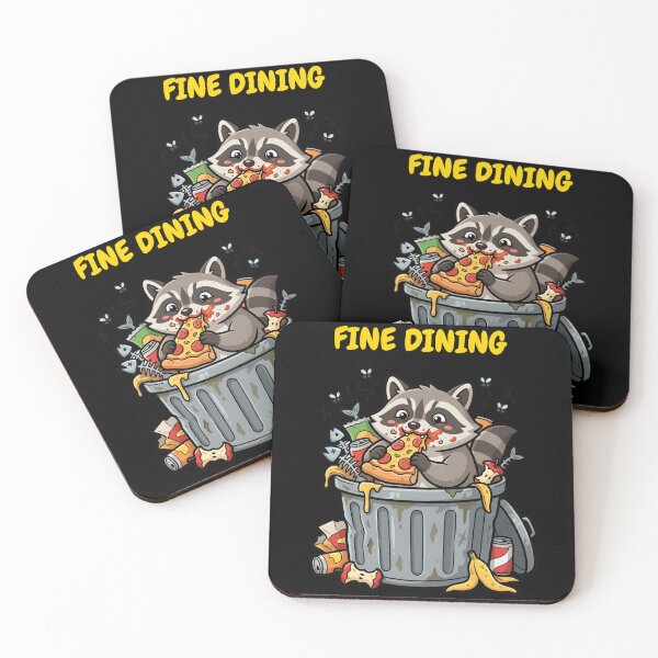 Item preview, Fine Dining Raccoon - Funny Trash Panda Eating Pizza Meme designed and sold by KimSnow Studio.
