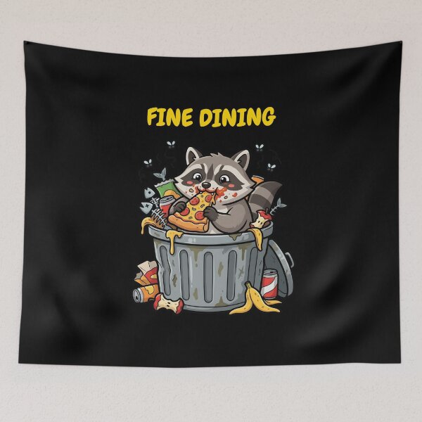 Item preview, Fine Dining Raccoon - Funny Trash Panda Eating Pizza Meme designed and sold by KimSnow Studio.